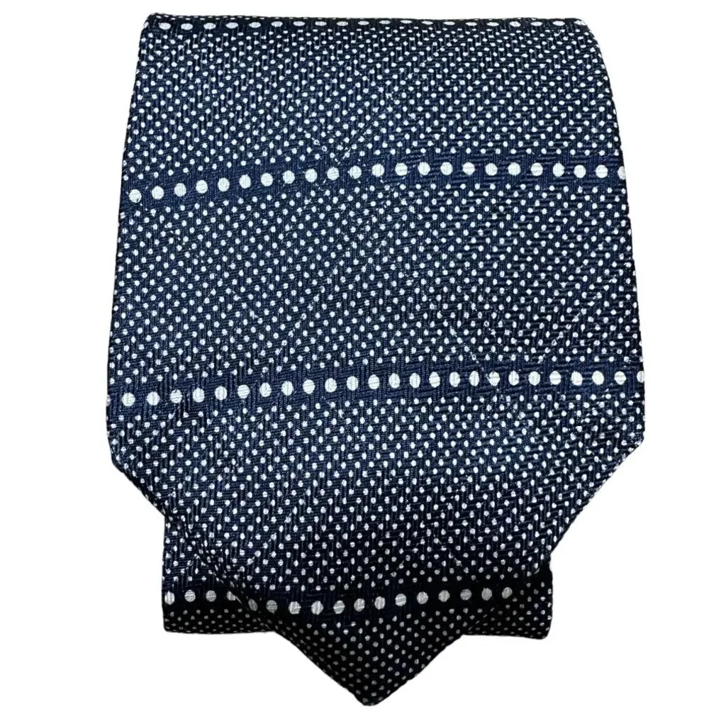Oscar de la Renta Tie Pointed Polka Dot Blue White One Size